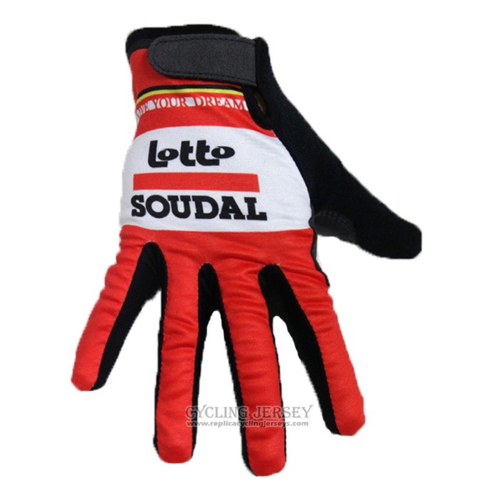 2020 Lotto Soudal Full Finger Gloves Cycling Red White